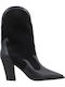 Leather Women's Cowboy Boots with High Heel Black