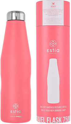 Estia Travel Flask Save the Aegean Recyclable Bottle Thermos Stainless Steel BPA Free Fusion Coral 750ml