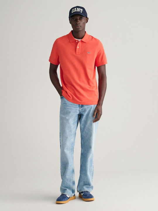 Gant Bluza pentru bărbați cu mâneci scurte Polo Burnt Orange