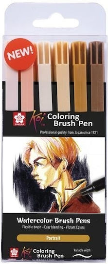 Royal Talens Μαρκαδόροι Σχεδίου Portrait Brush Markers Σετ 6 χρώματα