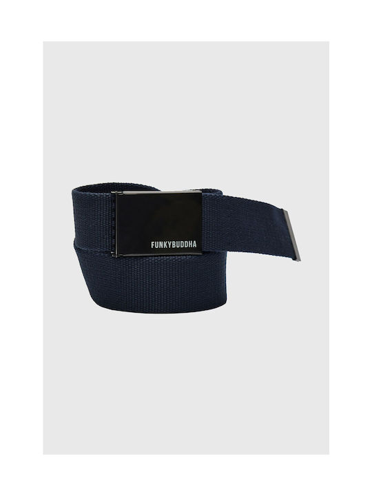 Funky Buddha Men's Fabric Webbing Belt Belt Navy Blue