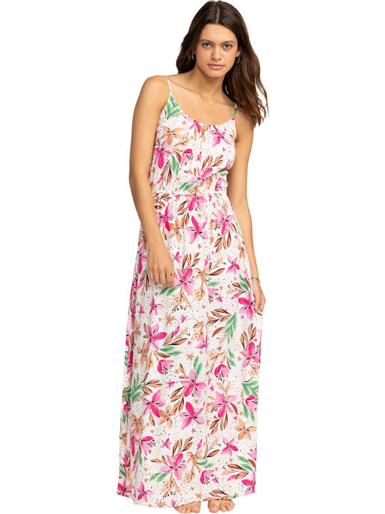 Happy Tropical Summer Maxi Dress Snow White