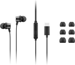 Lenovo 4XD1J77351 In-ear Handsfree Ακουστικά με Βύσμα USB-C Μαύρο