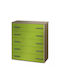 Kinderkommode Oak-Light Green mit 5 Schubladen 80x44x89cm