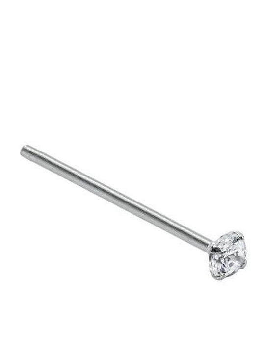 Piercing.gr Σκουλαρίκι Μύτης από Ασήμι 0.6mm Λευκό