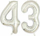 Set of 2 Balloons Foil Gray Jumbo Numbers Silver 43 Silver 100cm