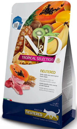 Farmina N&D Tropical Selection Neutered Dry Food with Few Grains for Adult Sterilized Cats with Lamb 4kg