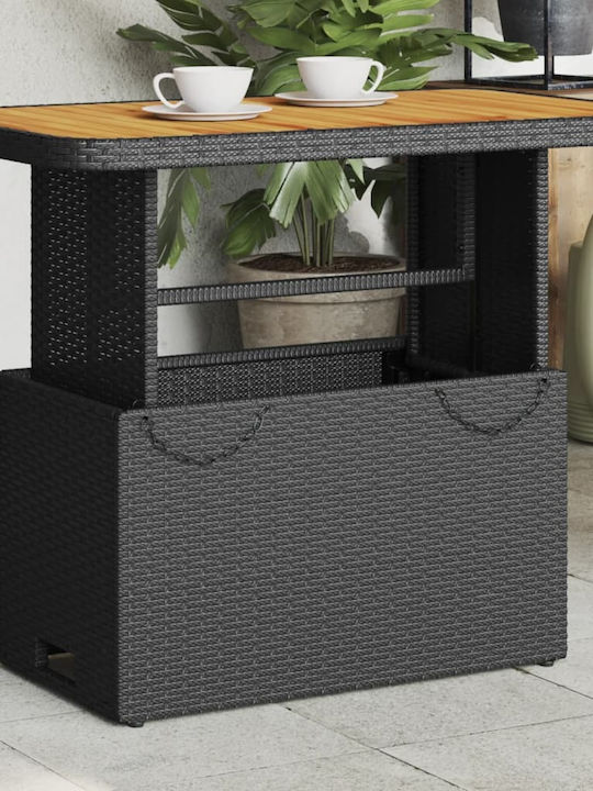 Tisch Rattan Stabil Black 90x55x71cm