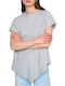 Ale - The Non Usual Casual Women's Summer Blouse Cotton Short Sleeve Gray