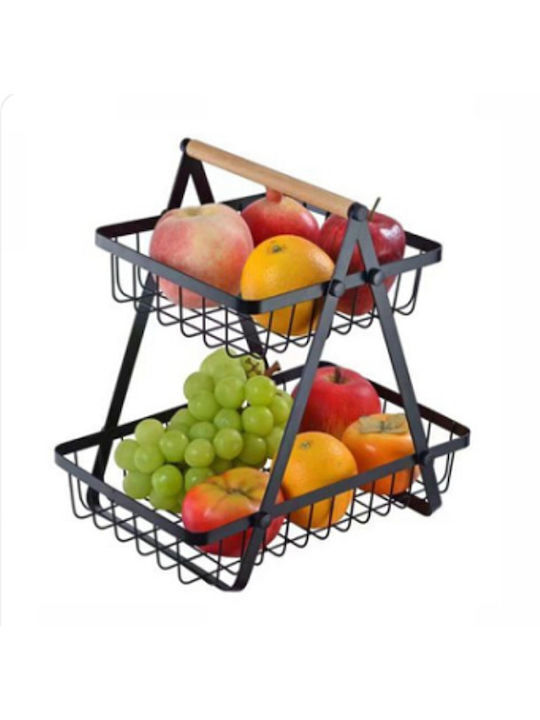 Fruit Bowl Metallic 2 Levels Black