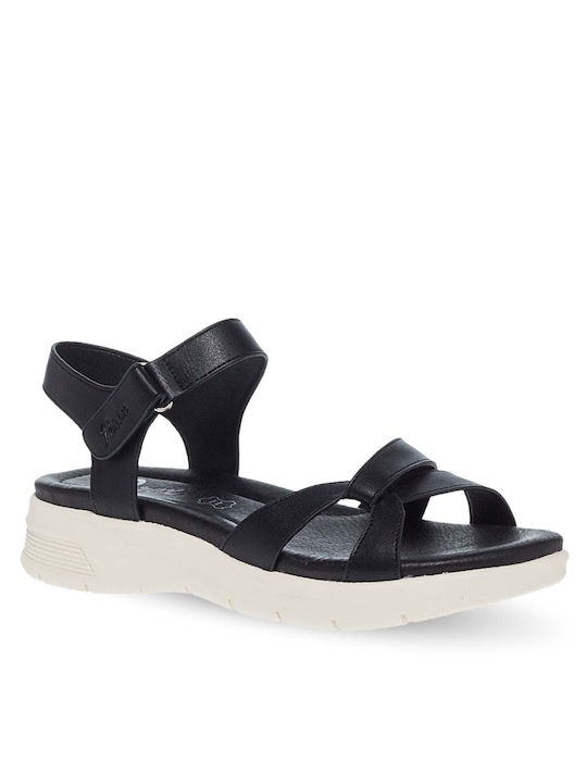 Parex Leather Women's Sandals with Ankle Strap Black