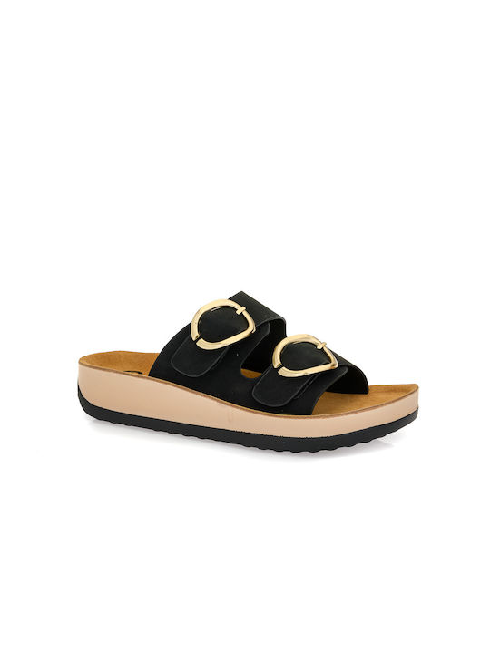 Parex Women's Flat Sandals Anatomic Flatforms in Black Color