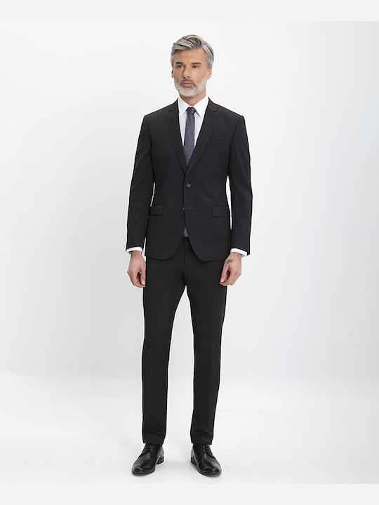 Vardas Men's Suit with Vest Slim Fit Dark Grey