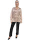 Women's Satin Long Sleeve Shirt Ecru