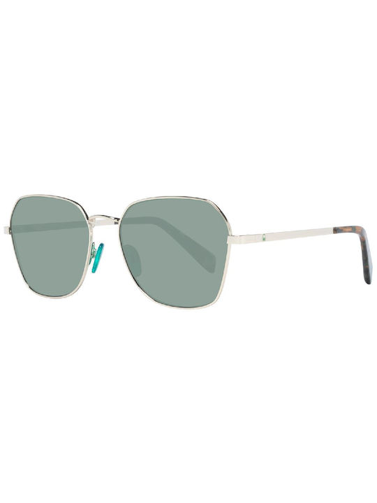 Benetton Men's Sunglasses with Silver Metal Frame and Green Lens BE7031 402