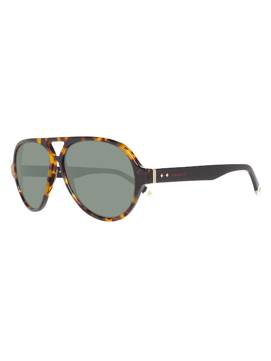 Gant Sunglasses with Brown Tartaruga Plastic Frame and Green Lens GRS2003TOBLK2