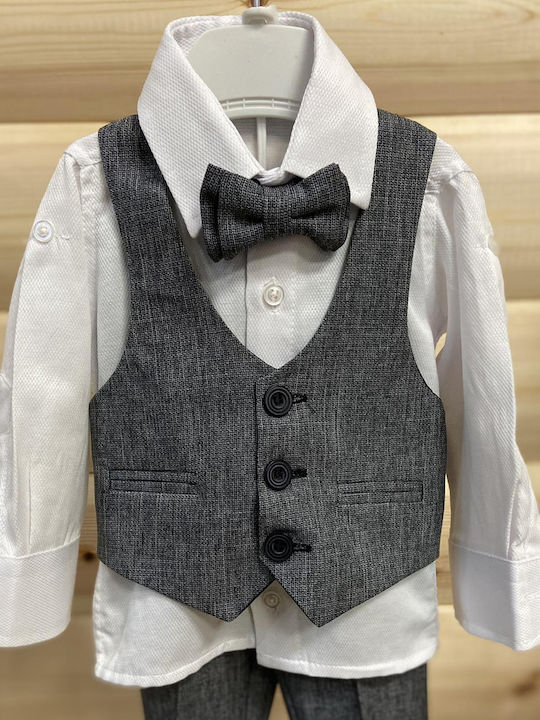 Extan Bebe Boys Baptism Suit with Vest Gray