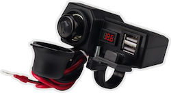 Motowolf Мотоциклетен зарядно устройство Бързо зареждане с Портове: 2xUSB & 1xЗапалка с Волтметър