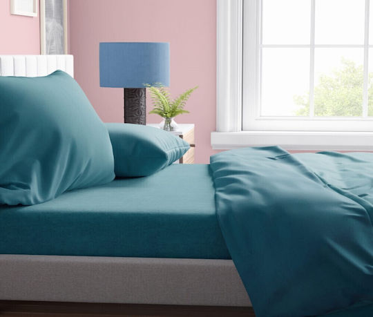 MayHome Sheet Sets Double 200x240cm. Petrol Blue 4pcs