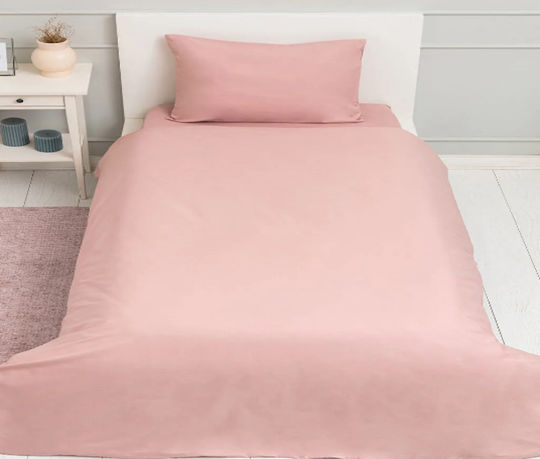 MayHome Σετ Σεντόνια Διπλά με Λάστιχο 140x200+25εκ. Μονόχρωμα Ροζ Γήινο (4τμχ)