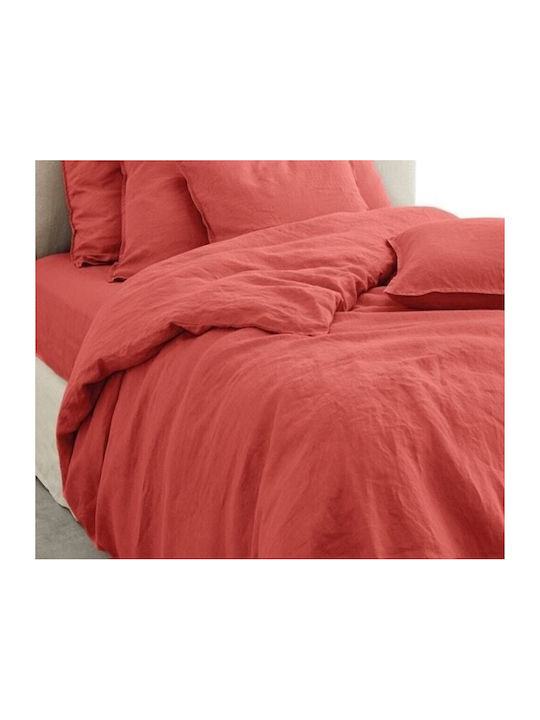 MayHome Bettwäsche-Set Einzel 160x240cm. Monochrome Peach 3Stück