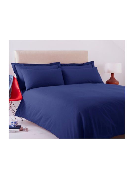 MayHome Σετ Σεντόνια Υπέρδιπλα με Λάστιχο 160x200+30εκ. Μονόχρωμα Μπλε Navy (4τμχ)