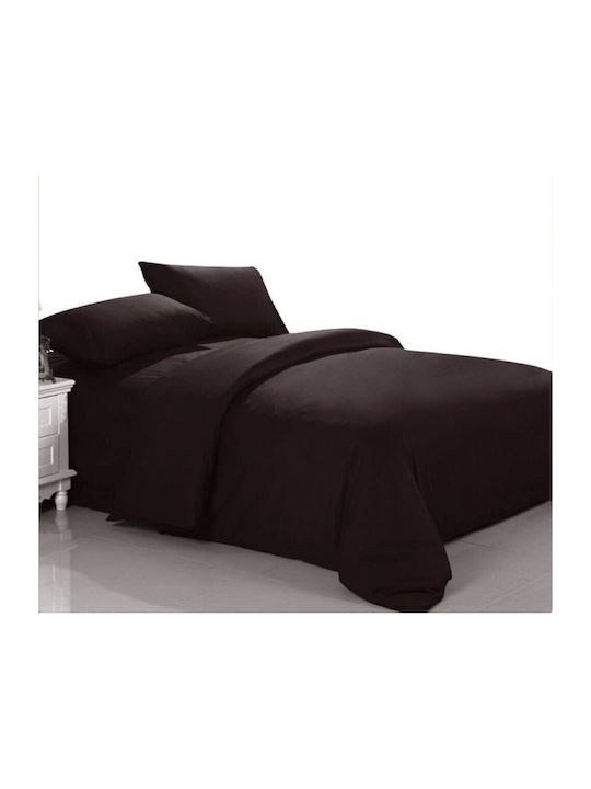MayHome Σετ Σεντόνια Υπέρδιπλα με Λάστιχο 160x200+30εκ. Καφέ Σκούρο (4τμχ)