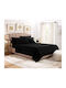 MayHome Duvet Set Queen 220x240cm Black Velvet-Black Metal 3pcs 350 GSMGsm