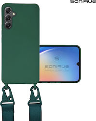 Sonique Back Cover Silicone 0.5mm with Strap Green (Galaxy A55)