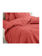 MayHome Duvet Cover Set Cotton Double with 2 Pillowcases 200x240 Coral