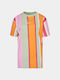 Karl Kani Signature Damen Oversized T-shirt Gestreift Orange/light Mint/light Rose