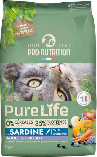 Flatazor Pure Life Dry Food Grain-Free & Gluten-Free for Sterilized Cats with Chicken / Fish / Turkey / Pork / Apple / Duck / Pumpkin / Pomegranate / Potatoes / Vegetables 2kg