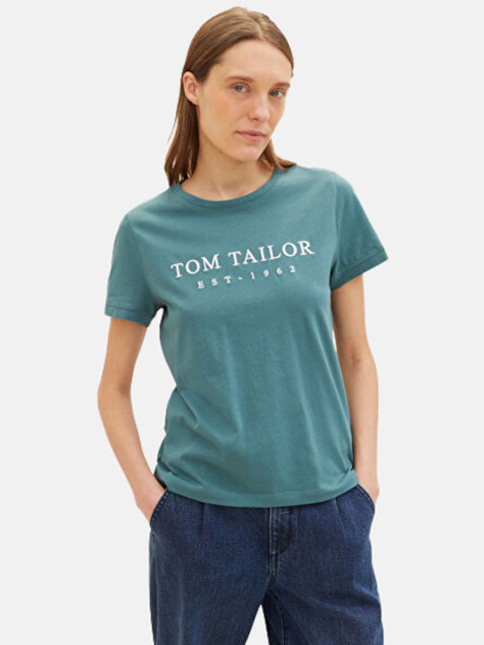 Tom Tailor pentru Femei de Vară Bluză Mâneci scurte Verde