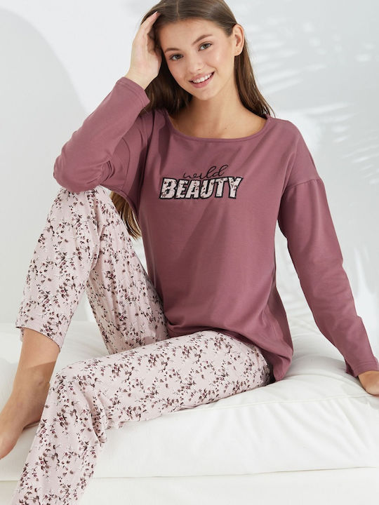 Sexen Winter Women's Pyjama Set Cotton Purple