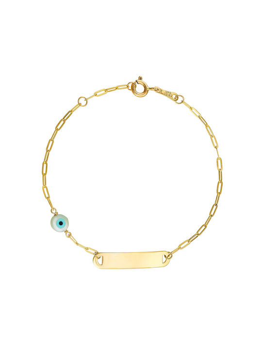 Kids Bracelet ID from Gold 9K with Evil Eye