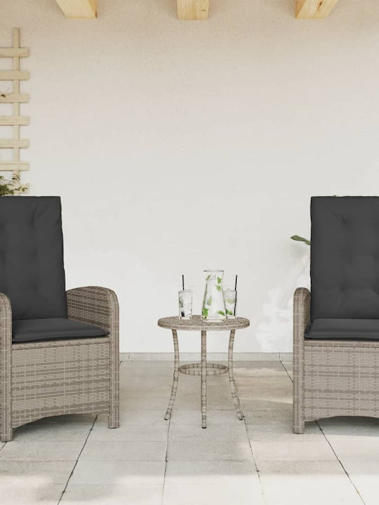 Καρέκλα Εξωτερικού Χώρου Rattan Γκρι με Μαξιλάρι 2τμχ 57x58.5x93εκ.