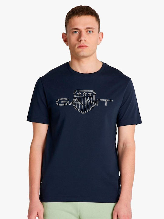 Gant Ανδρικό T-shirt Κοντομάνικο Evening Blue