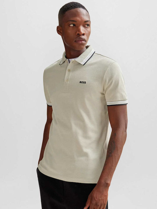 Hugo Boss Paddy Bluza Bărbătească cu Mânecă Scurtă Polo beige