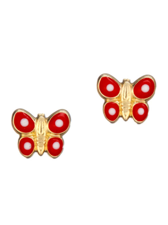 Kids Earrings Studs Butterflies made of Gold 9K