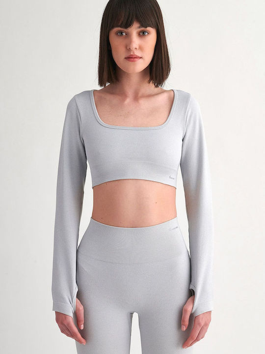 SugarFree Women's Athletic Blouse Long Sleeve Gray