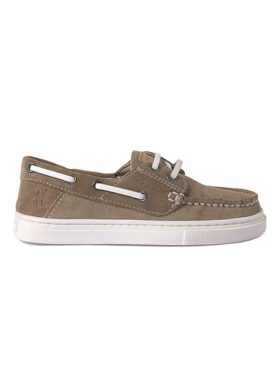 Mayoral Boys Leather Moccasins with Laces Beige