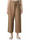 Deha Women's High-waisted Linen Capri Trousers Brown