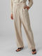 Vero Moda Women's High Waist Linen Trousers with Elastic Beige