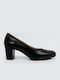 Leder Pumps mit mittelhohem Absatz Schwarz