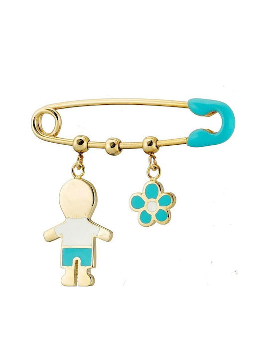 Vitopoulos Child Safety Pin made of Gold 9K for Boy