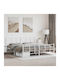 King Size Metal Bed White with Slats for Mattress 193x203cm