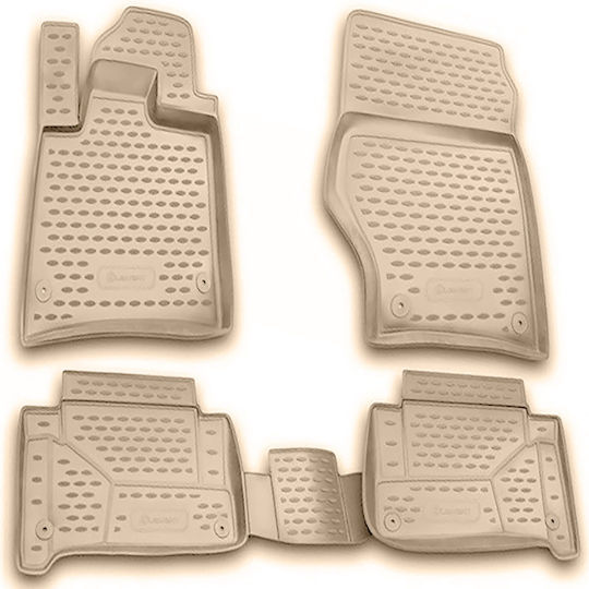 Novline Set of Front and Rear Mats 4pcs Tray Type for Audi Q7 2005-2015 Beige