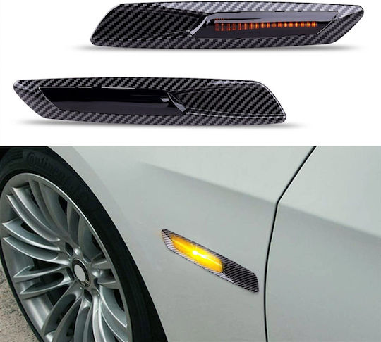 Carro Led Carbon Fender Turn Signal For Bmw E88,e82,e60,e90,e91,x1 E84, X3 E83 - Fime With Running Flash / 2 Pieces / Ca-012179