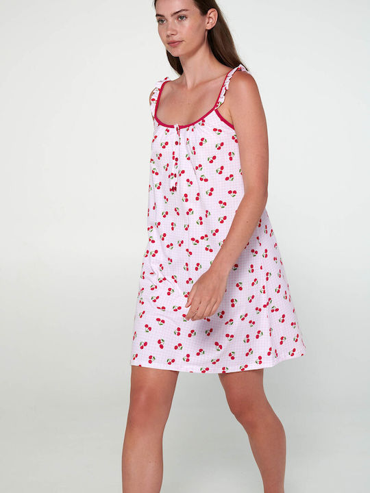 Vamp Winter Cotton Women's Nightdress Pink