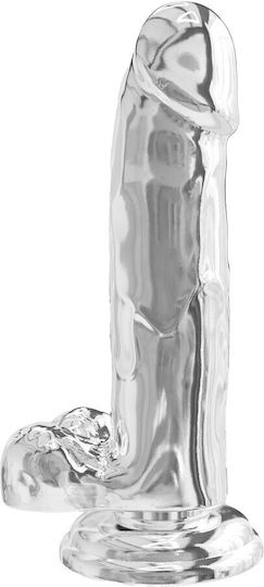 ToyJoy Glass Dildo with Balls and Suction Cup Transparent 18cm